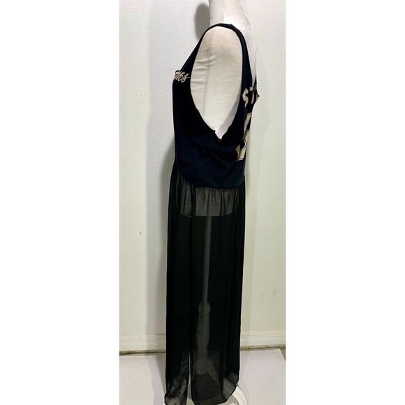 The rolling stones band graphic maxi dress forever 21 sheer chiffon women M - Picture 4 of 6